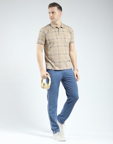 Image of Monte Carlo Men's Regular Fit Printed Lower Set | Half Sleeve Polo T-Shirt with Trackpant | Pajama Set for Men's