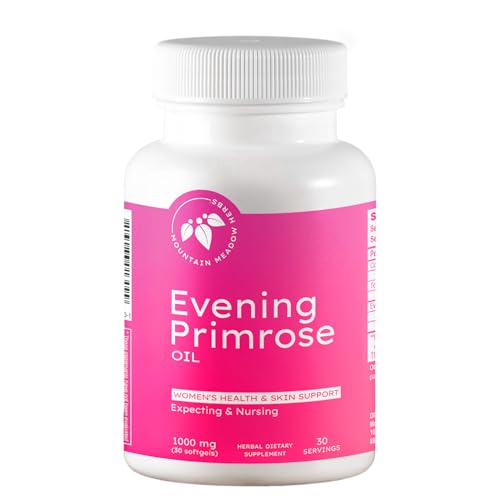 Image of Mountain Meadow Herbs Evening Primrose Oil 1,000mg – Omega-6 Fatty Acids for Women’s Health, Supports Clear Skin & Hormonal Balance, Gluten-Free, Easy-to-Take Softgels (30 Count)