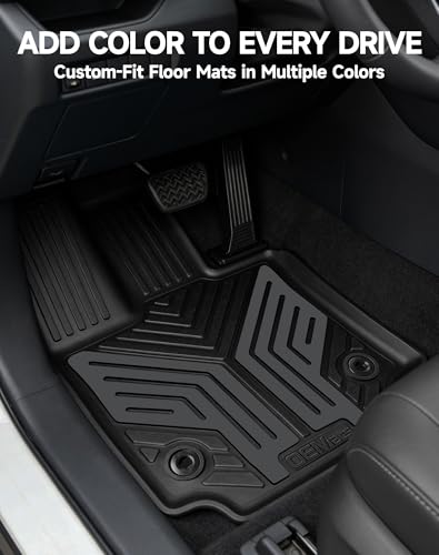 Image of Premium Color TPE Floor Mats Custom Fit for Toyota RAV4 2019-2025 (Only for Hybrid)| Titan Gray Wing Design | All-Weather Heavy Duty Car Floor Liners Full Set 1st & 2nd Row
