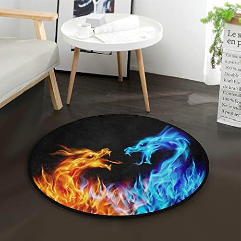 Mnsruu Abstract Fire Dragon - Alfombra Redonda para Sala de Estar o Dormitorio Cover