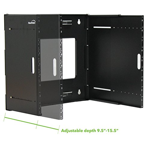 Image of NavePoint 9U Patch Panel Bracket Wall Mount Patch Panel Rack for 19 inch Networking Equipment - Expandable Mounting Depth 9.5 inch to 15.5 inch 4U IT Rack 40lbs Weight Capacity Pre-Assembled