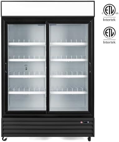 Wilprep Commercial Refrigerator, 37 cu. ft. Upright Beverage Display Refrigerator with LED Lighting, 52.4" Sliding Glass Door Merchandiser Fridge, ETL, ETL sanitation Listed