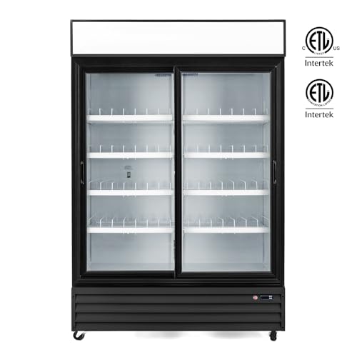 Wilprep Commercial Refrigerator, 37 cu. ft. Upright Beverage Display Refrigerator with LED Lighting, 52.4" Sliding Glass Door Merchandiser Fridge, ETL, ETL sanitation Listed