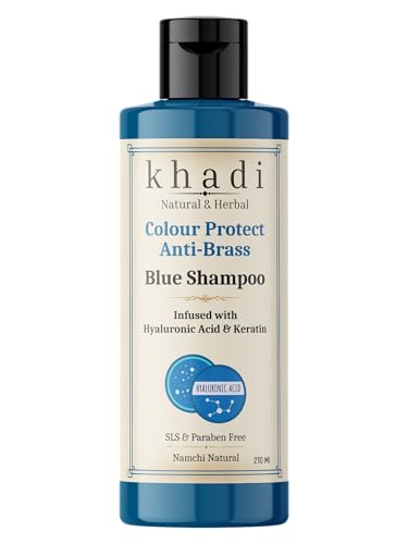 Image of Khadi Colour Protect Anti Brass Shampoo Infused with Hyaluronic Acid & Keratin | Smooth & Frizz-Free Hair | Khadi Herbal Shampoo for Women & Men | Sulfate, SLS & Paraben Free 210 ml