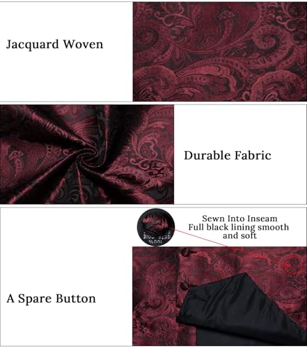 Image of DiBanGu Mens Paisley Suit Waistcoat,Silk Dress Vest and Bowtie Pocket Square Cufflinks with Lapel Pin Set for Wedding Tuxedo