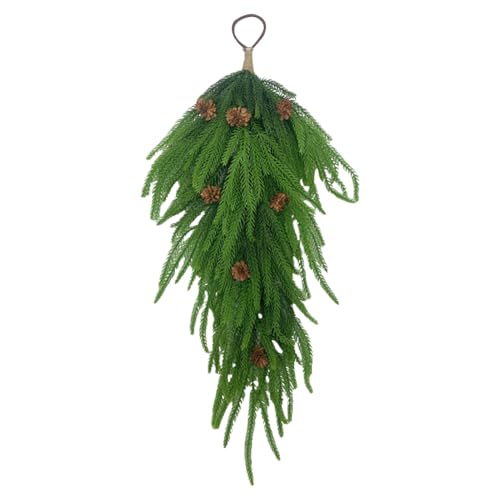 Festone di pino natalizio, festone natalizio per scale, 66 cm, decorazioni natalizie artificiali, aghi di pino con pigne, ghirlanda da appendere per Natale