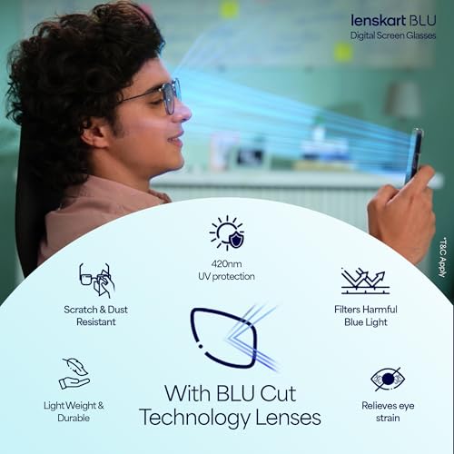 Image of LENSKART BLU | Zero Power BLU Screen Glasses | Blue‑Cut, Anti‑Glare, Lightweight & Blocks Harmful Rays | UV Protection Specs | Copper Cat Eye Full Rim Shape | Women | Medium | LB E18343