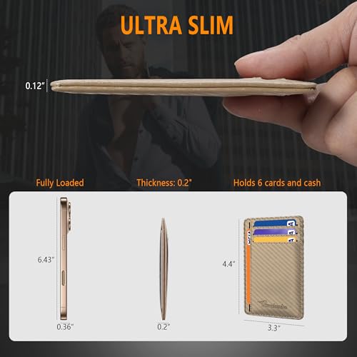Image of Travelambo Slim Minimalist Wallet for Men, RFID Blocking Credit Card Holder, Front Pocket ID Card Case, Gifts for Men, Husband, Boyfriend, Teenage