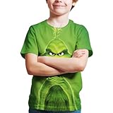 ZYQQT Christmas Shirts Cartoon Cute Green T-Shirt Crew Neck Tee for Boys Girls Gifts, 1-S