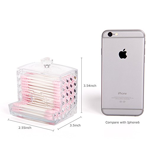 Cotton Pad Holder & Swab Storage Dispenser for Cotton Swabs, Make Up Pads, Great Container to Cotton Balls, Q-Tips & all Cosmetic Storage, Nice on Bathroom/Vanity Counter, Dressing Table(Pack of 2)