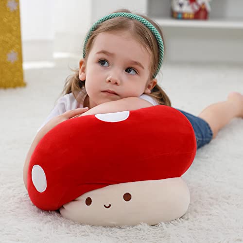 Image of WeBingo Mushroom Plush Pillow, 9 in Cute Mushroom Decor Stuffed Animal Toy | Giant Soft Stuffy for Girl Boy Adult Birthday Christmas Valentine's Day Gifts