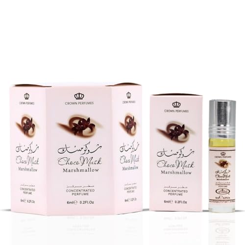Image of Al-Rehab Choco Musk Marshmallow Perfume Oil Roll-On - 6ml (0.2 oz) | Gourmand Fragrance with Strawberry, Marshmallow & Cocoa | Sweet, Fluffy & Addictive | Arabian Dessert Scent (Box of 6)