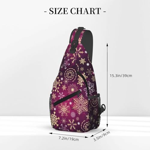 Christmas Snowflakes Crossbody Sling Bag For Women Men Adjustable Christmas Chest Bag Shoulder Bag Sling Backpack Merry Xmas Daypack For Sport Travel Hiking3