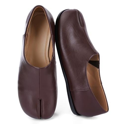 Image of UBWDU Split Toe Shoes Tabi Shoes Women Wide Width Round Toe Ballet Flats for Women
