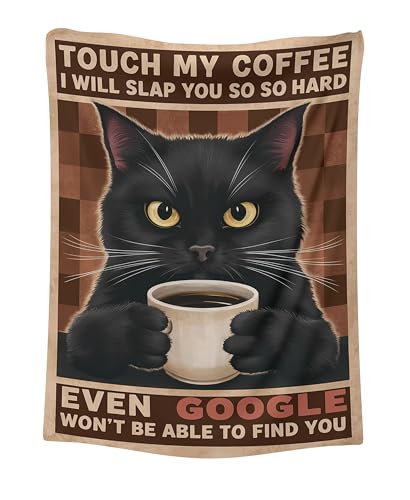 CAPITUNEISKINEPA Touch My Coffee Black Cat Small Blanket for Travel 30