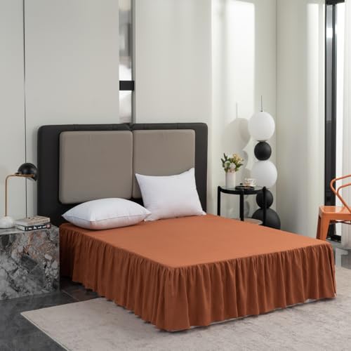 Image of Bed Skirt Full Size 16 Inch Drop Ruffled Bed Skirt with Split Corners | Bed Skirt with Platform, Soft and Stylish 100% Microfiber,Terracotta