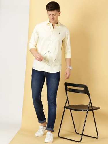 Image of Thomas Scott Men's | Solid | Full Sleeve | Slim Fit | Cotton Blend | Spread Collar | Casual Shirt