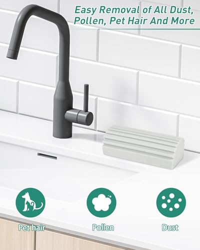 Image of Cuzenal Damp Duster,Magical Dust Cleaning Sponge Baseboard Cleaner Duster Sponge Tool,Reusable Dusters for Cleaning Blinds,Vents,Ceiling Fan,and Cobweb,Lock Dust,No Dust Flying and Spreading,Grey