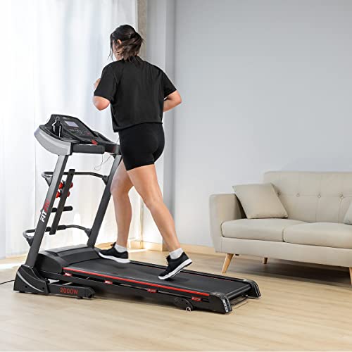 FITFIU Fitness MC-400 loopband, opvouwbaar, tot 20 km/u, motor 2000 W, helling, hydraulische verticale vouwing, app-connectiviteit met bioscoop, USB-poort en accessoires - Afbeelding 4