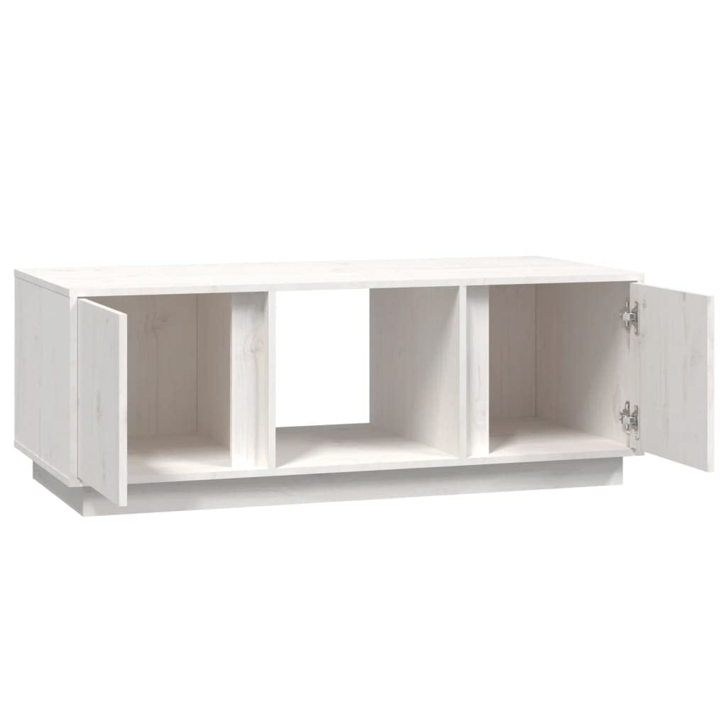Fengshui Stolik kawowy biały 110 x 50 x 40 cm lite drewno sosnowe