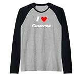 grafico divertido-eu adoro caceres Camiseta Manga Raglan