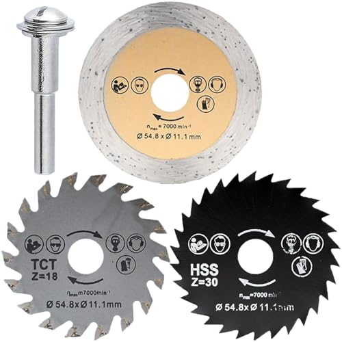 KWAYO 3 Lames de Scie Circulaire HSS 54,8 mm pour Dremel Coupe for Wood, Plastic, Stone and Metal