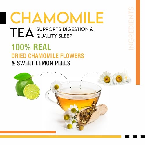 Image of The Meadows Calm Chamomile Tea - 100g - 150 Cups | Relaxing Herbal Infusion with Lemon Peel Notes (Pack of 1)