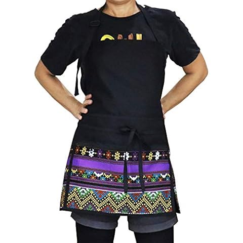 TG888Warehouse Tgb-03 Cute Adjustable Bib Aprons with 3 Zipper Pockets Cooking Kitchen Unique Apron for Chef Work, BBQ, Baking, Gardening, Restaurant, 23 x 29 inch, BlackPurple Cover
