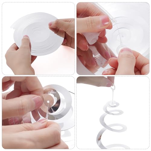 Image of Sliver Ceiling Swirl Foil Decorations Hanging Plastic Streamer Themed Swirl Party for Graduation Celebration, Pack of 28