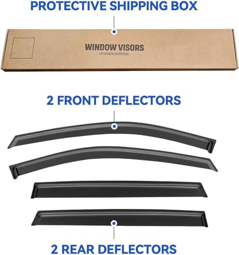 Image of Window Visors Rain Guards for Nissan Rogue S SV SL 2014-2020, Out-Channel Window Vent Wind Deflectors Visors Shades for 14-20 Rogue (Excludes Rogue Sport Model)