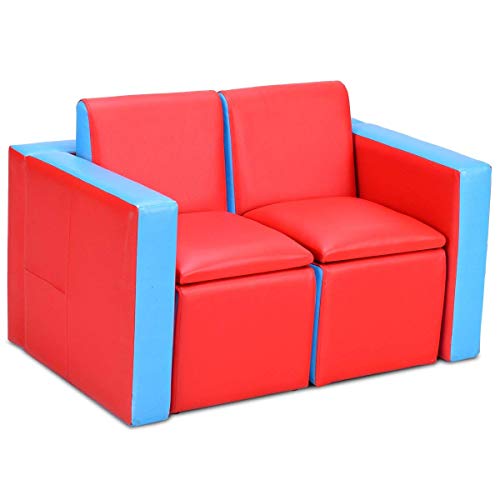 COSTWAY 2 en 1 Canapé Enfant avec Poche de Rangement