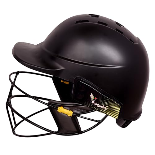 Image of Woodpecker Aero Pro Professional Grade Cricket Batting Helmet with Carbon Steel | Navy Blue | Steel Single Grille Face Guard |Lightweight & Comfortable, Painted Helmet Without Cloth (Size-S)