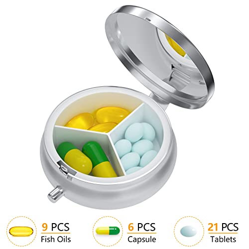 Image of Nipichsha Pill Box, Small Pill Case for Purse & Pocket, Cute Travel Medicine Organizer, Portable Medicine Container Holder to Hold Vitamins, Medication, Fish Oil & Supplement, Eucalyptus Leaf | Cute Travel Medicine Organizer, Portable Medicine Container Holder to Hold Vitamins, Medication, Fish Oil & Supplement