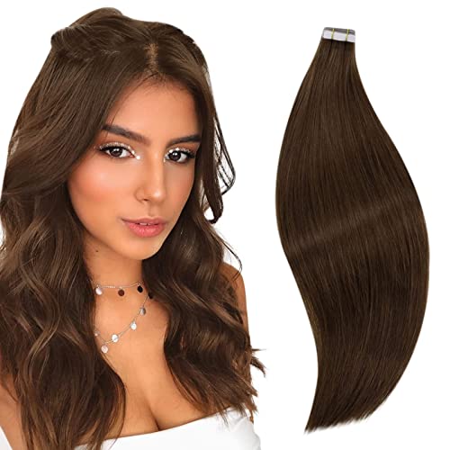 Extension adhesif cheveux naturel marron 45cm 20pcs 50g RUNATURE #4
