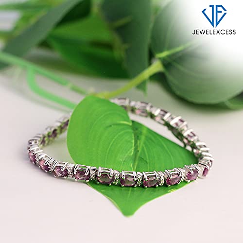 Jewelexcess Amethyst Bracelet For Women – Genuine, Single-Row Purple Amethyst Jewelry – 925 Sterling Silver Bracelets – Birthstone Bracelet Sterling Silver Jewelry Gifts For Women #TOP3