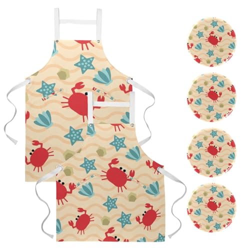 Tablier de serveuse marin pour cuisine et bistrot avec 4 broches incluses