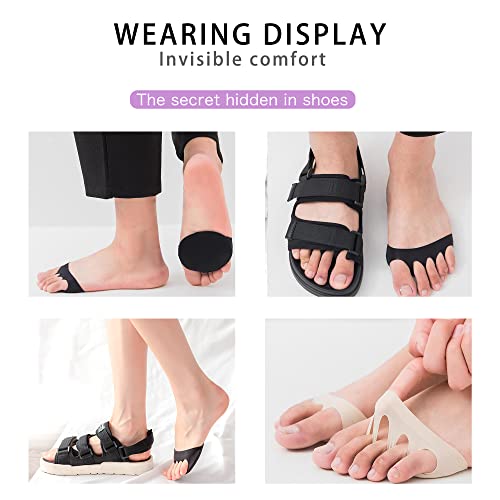 Image of SooGree Ball of Foot Cushions Honeycomb Fabric Metatarsal Pads Invisible Socks Pads for Women and Men Reusable Forefoot Pads (10 Pairs-Black)