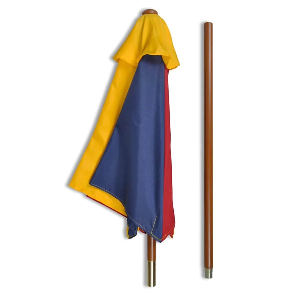 vidaXL Kinderpicknicktafel met banken en parasol hout meerkleurig