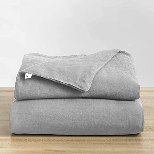 Natural Linen Duvet Cover from Baloo, Removable Cover for Weighted Blankets - Soft, Premium, Breathable French Linen, 42x72 inches, Dove Grey