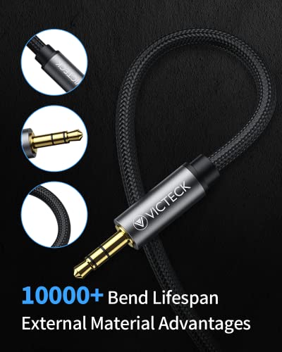 VICTECK Headphone Extension Cable 5M, 3.5mm Stereo Jack Cable Male to Female aux Extension Cable Headphone Extension for Laptop iPhone iPad Tablet TV PS4 MP3 Speaker Smartphone (Nylon)