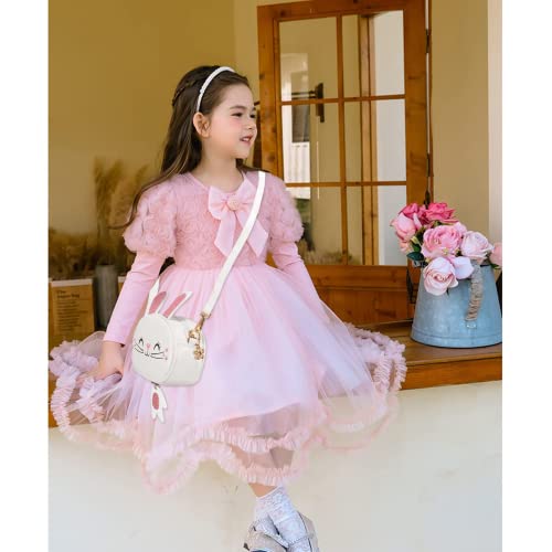 Dzyoleize Bolsa de mão de coelho para meninas Mochila de mão com bolsa de coelho para crianças peque