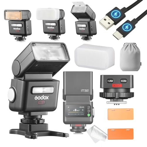 Godox iT32 TTL Mini Camera Flash with X5-C Trigger for CANON, 2.4G HSS 1/8000s TTL Wireless Flash, Compatible with Canon EOS R RP R5 R6 R7 R8 R10 R100 R5 Mark II R6 Mark II 90D 750D M50 M3