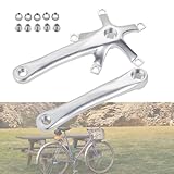 自転車クランク 自転車クランクアームセット BCD130ｍｍ クランクシングル 170mm 5個ネジ付き クランクセット 自転車クランクアームブラック クランクセット アルミクランク シングルスピード ロードバイク マウンテンバイク シルバー