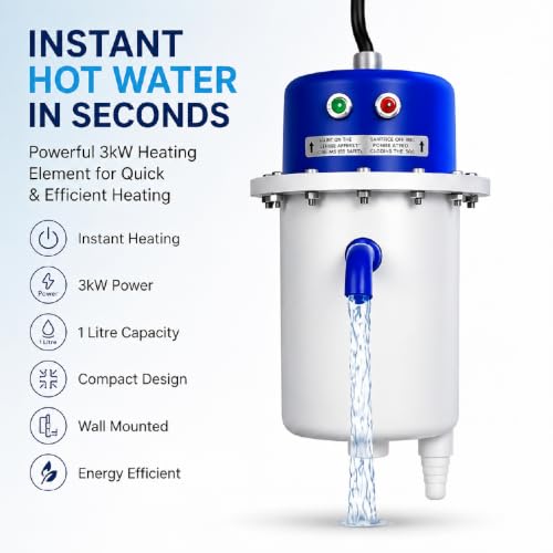 Image of Seltix Instant Water Heater 1 Litre 3KW | Portable Mini Instant Electric Geyser | Copper Heating Element | Shockproof ABS Body | Auto Cut-Off Safety | Wall Mount Water Heater for Bathroom, Kitchen
