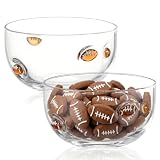 FoldTier 2 Pcs Football Snack Bowls 17 oz Reusable Icon Glass Candy Dessert Bowl Reusable Football Serving Dish for Snack Chips Popcorn Candy Sports Game Gifts Birthday Party Favors Table Decoration