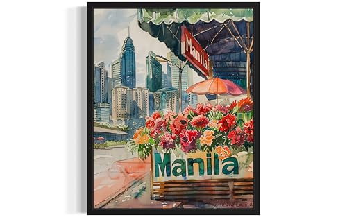 Manila Philippines Flower Market Unframed Poster Art Print, Travel Poster Floral Artwork for Bedroom, Bathroom, Livingroom Decor Wall Art 46 (Manila Philippines, 14"L x 11"W, Unframed)