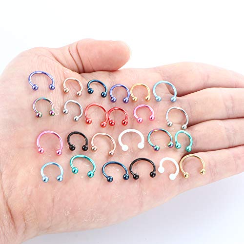 Drperfect 16G Stainless Steel Horseshoe Nose Septum Rings Piercing Jewelry Cartilage Helix Tragus Daith Earring Hoop Eyebrow Lip Horseshoe Piercing For Women Men 8Mm 10Mm #TOP5