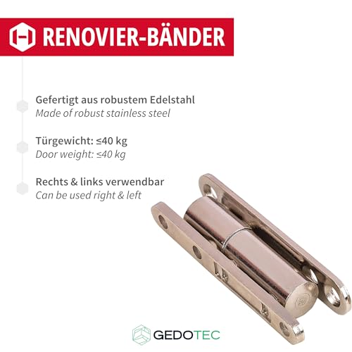 Gedotec Renovation Hinge in Nickel-Plated Steel, 1 piece - Image 3