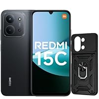 XIAOMI Redmi 15C 4+256GB Smartphone, Display 6.9" HD+ 120Hz, Batteria 6000mAh, Fotocamera 50MP, Processore Octa-Core, Senza Caricatore-Nero mezzanotte, Include Custodia Protettiva