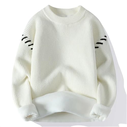 Men Winter Fleece Knit Pullovers Loose O Neck Warm Sweater Thick Knitted Pullover Sweaters3